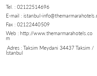 The Marmara Taksim iletiim bilgileri